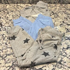 “Primary” Toddler Jogger Pants Set of 3: Gray, Blue, Stars, Size 3, EUC
